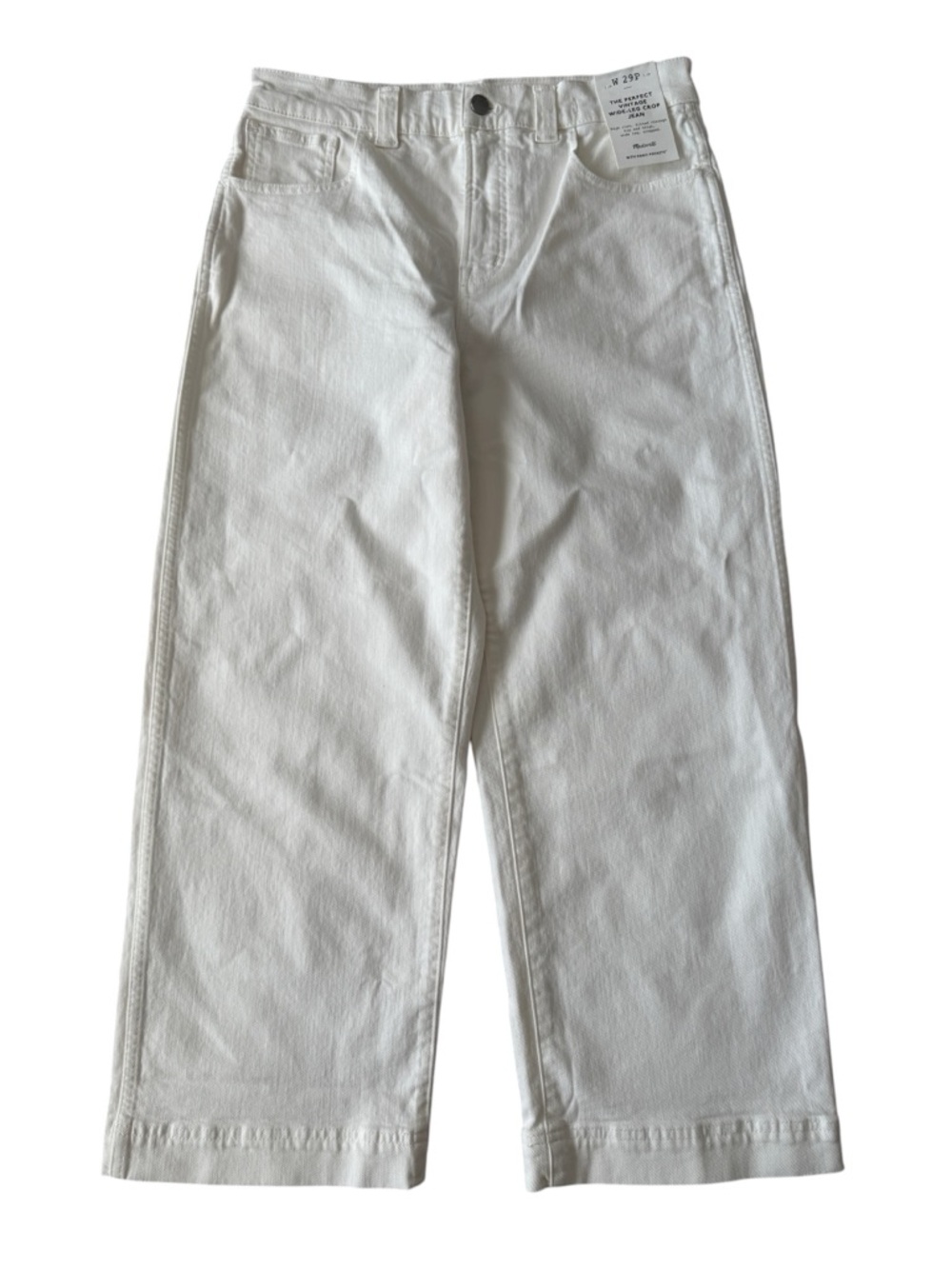 Madewell The Petite Perfect Vintage Wide-Leg Crop Jean In Tile White Size 29P